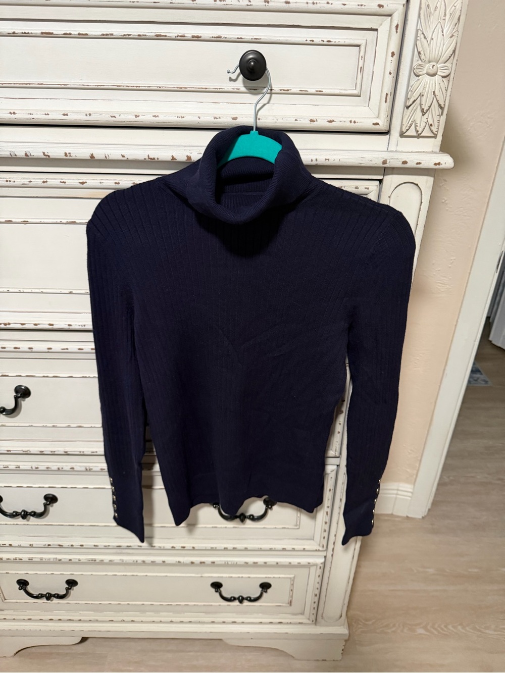 Talbots Navy Ribbed Turtleneck Sweater